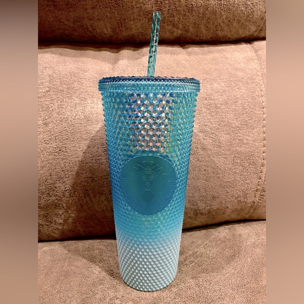 Starbucks Venti Cold Cup Glacier Blue Gradient Studded